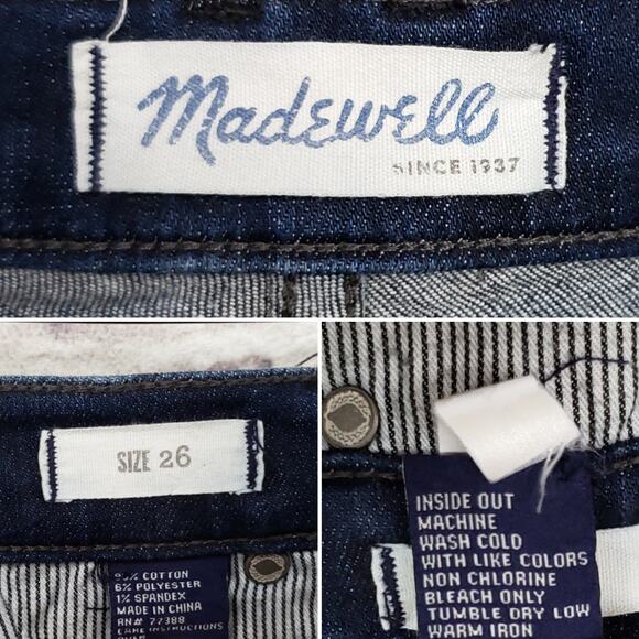 Madewell 9” High Rise Skinny Stretch Jeans Dark Wash Size 26 - Picture 11 of 11